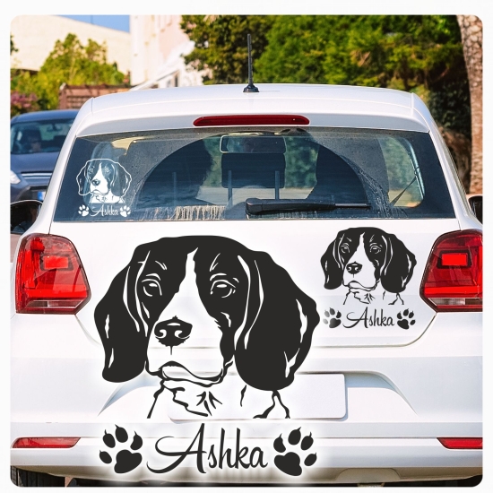 Auto Aufkleber Beagle Autoaufkleber Hund Pfoten clickstick A1732